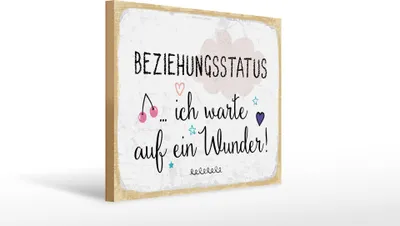 Produktbild von Holzschild  Beziehungsstatus ich warte auf ein Wunder, 40x30 cm, Holzschilder Spruch