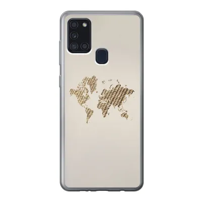 Produktbild von MuchoWow® Handyhülle Schutzhülle Hülle für Samsung Galaxy A21s Weltkarte - Seil - Braun Silikon Softcase Handy Hülle - Hartschale