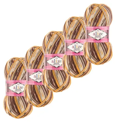 5x100g Sockenwolle Superwash 4-fädig Schurwolle Strumpfstrickgarn gelb