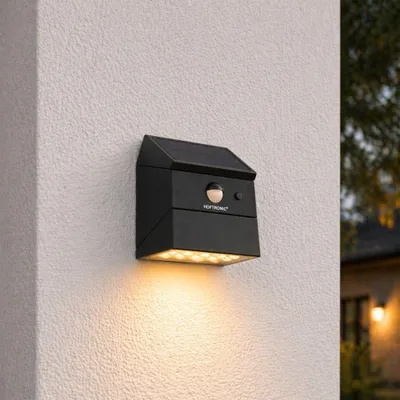 Produktbild von hoftronic Solar LED-Wandleuchte 2,5W 300lm IP65 Schwarz Downlight
