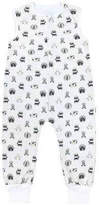 Produktbild von TupTam Sommer Schlafsack mit Füßen 0.5 TOG e Materialien, Farbe: Safari Tierköpfe Zebra Löwe Giraffe, Größe: 68-74