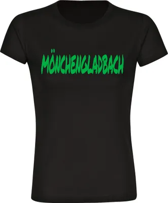 Produktbild von multifanshop Damen T-Shirt - Mönchengladbach - Textmarker, schwarz, Größe S