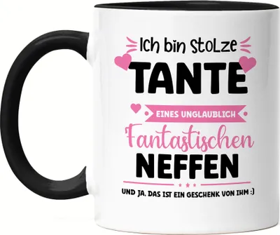 Produktbild von Ich bin stolze Tante Tasse Schwarz Geschenk Geburtstag Tante Neffe