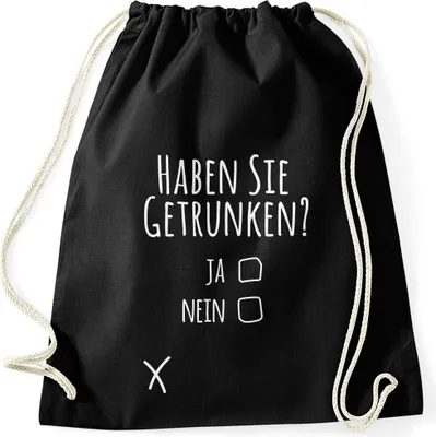 Produktbild von Turnbeutel mit Spruch Haben Sie getrunken? lustiger Turnbeutel Saufen Bier Party Moonworks® schwarz unisize