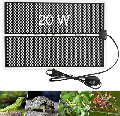 Produktbild von Terrarium-Heizmatte, 20 W verstellbare Reptilien-Heizmatten, Terrarium-Heizkissen mit Temperaturregelung, Reptilien-Heizmatte für Schildkröten, Schlangen, Eidechsen, Spinnen, Geckos, Amphibien (28 x 42