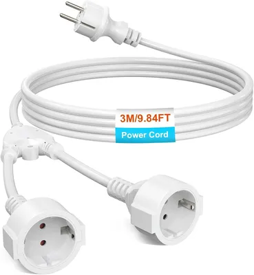 Produktbild von Verlängerungskabel mit 2 Schuko-Steckdosen – Berührungsschutz für den Innenbereich – IP20 – 1 mm² – 250 V – 16 A – 3680 W – Weiß