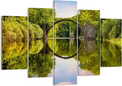Produktbild von Bild auf Leinwand - Leinwandbild - Park Natur Wasser - 150x100cm - Wand Bild - Wanddeko - Leinwanddruck - Bilder - Kunstdruck - Wanddekoration - Leinwand bilder - Wandkunst - EA150x100-3902