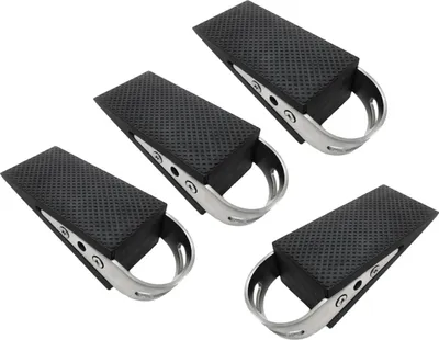 Produktbild von 4er Set - Türstopper Boden 12 x 5 x 3 cm, Gummi Türhalter, Bodenstopper aus Edelstahl und Gummi, Keilschutz, rutschfeste Gummi-Stopper, Türanschlag-Keil, Türschutz, 4 Stück Türschnapper