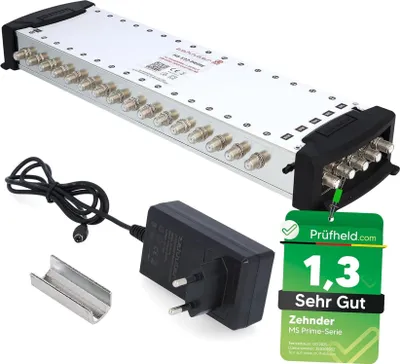 Produktbild von ZEHNDER 5/32 Multischalter für Quattro & Quad LNB, Multiswitch für 1 Satelliten & 32 Teilnehmer (TV, Sat Receiver), 4K Digital Matrix Sat Verteiler, Schüssel Spiegel Antenne