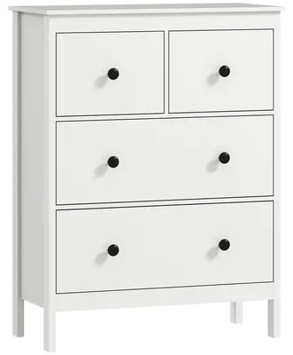 Produktbild von Kommodemit4Schubladen,fürKleidung&Bettwäsche,Wohnzimmer,Schlafzimmer,Flur,Spanplatte,Weiß