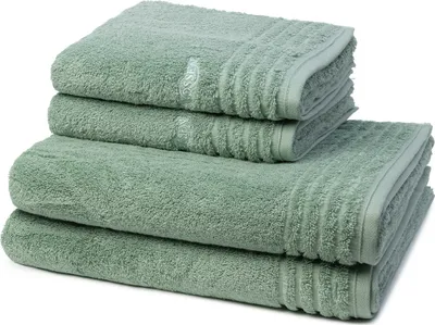 Produktbild von Vossen Vienna Style Supersoft 2 X Handtuch 2 X Duschtuch im Set Extrem flauschig und saugfähig, Stäbchenbordüre Ton in Ton, Logostick