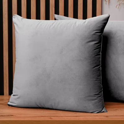 Produktbild von MG Design 2er Set Kissenbezüge 60 x 60 cm in Grau - mit Reißverschluss, samtig-weich mit dezentem Schimmer, pflegeleicht & langlebig