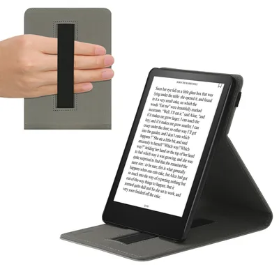 Produktbild von kwmobile Hülle kompatibel mit Amazon Kindle Paperwhite 11. Generation 2021 Hülle - Case mit Schlaufe und Ständer - Aufgehende Sonne Grau