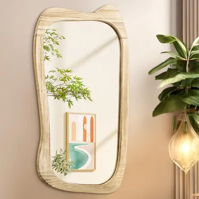 Obrázok produktu pre Veľké rustikálne nástenné zrkadlo s dreveným rámom 80 x 50 cm