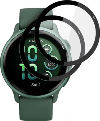 Produktbild von 2x Hybridglas für Garmin Vivoactive 6, Tech-Protect Glass Flex Plus, Transparent mit Schwarzem Rand