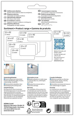 Obrázek produktu pro HERMA 10600, Bílá, 8 x 12 mm, 32 listy, 8 mm, 12 mm, 3840 kusů