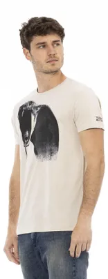 Produktbild von Heren T-Shirt, Kurzarm, Rundhalsausschnitt, Frontprint, Baumwolle/Viskose, Farbe: Sand