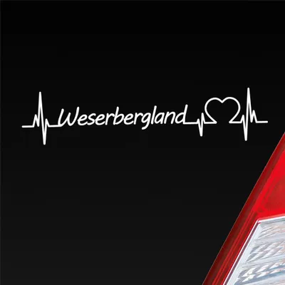 Produktbild von Auto Aufkleber Weserbergland Puls Herzschlag mit Ferien Region Motiv 19x4 cm Weiss Glanz Sticker Heckscheibenaufkleber