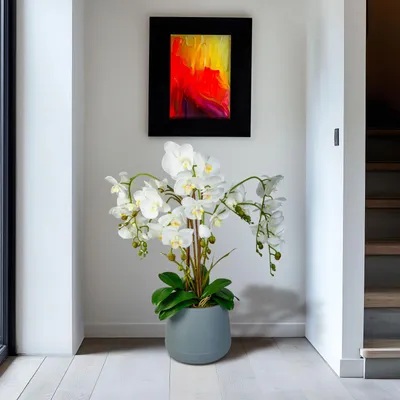 Immagine prodotto di Grande pianta artificiale - Decorazione per la casa - Orchidea - Bianca - 83 cm 1 pezzo [11899B], Immagine generata dall'IA