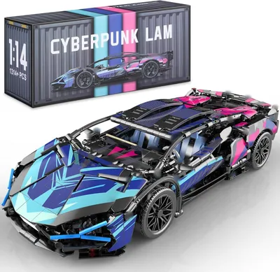Produktbild von Technik Sportwagen Bausteine, 1314 Klemmbausteine 1/14 Auto MOC Rennwagen Bausatz, Supersportwagen Modellbausatz Konstruktionsspielzeug Kompatibel