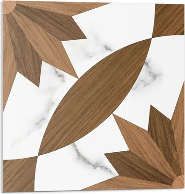 Immagine prodotto di Motivo geometrico con legno - Autoadesivo - Rivestimenti murali - Decorazioni murali - Pannelli murali decorativi - Pannelli murali 3D - Design murale autoadesivo - 4 pezzi 50 x 50 cm