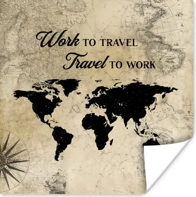 Produktbild von MuchoWow® Poster Weltkarte - Sprichwörter - Reisen - Vintage 75x75 cm - Wand Dekoration