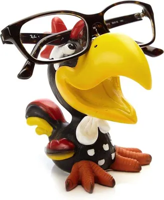 Produktbild von Unyqoos® By Bers Die_Birds handbemalter Vogel-Brillenhalter, Polyresin Designfigur, Größe 11 cm, witziger Brillenständer für Kinder & Erwachsene