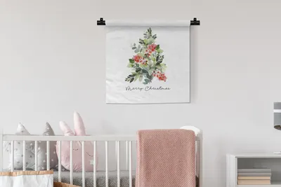 Produktbild von MuchoWow® Wandteppich Wandbehang Weihnachten - Aquarell - Weihnachtsbaum 60x60 cm Tapisserie Dekoration Wandtuch - Dekorationen - Wand Decke