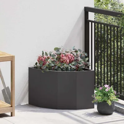 Produktbild von "Schlussverkauf" Eckpflanzer im Garten - 1 pc - Hochbeet/Gartenbeet - Schwarz 45x45x35 cm Stahl  C13633