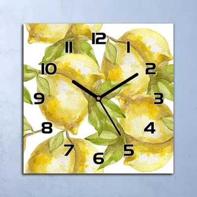 Produktbild von Wanduhr Echt-Glas-Küchenuhr Zitronenfrüchte Quarz Lautlos 30x30 Deko Bilder