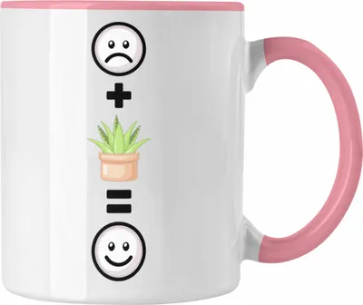 Produktbild von Trendation - Kaktus Tasse Geschenk für Kaktus-Liebhaber Lustige Geschenkidee :( + Kaktus = :) (Rosa)