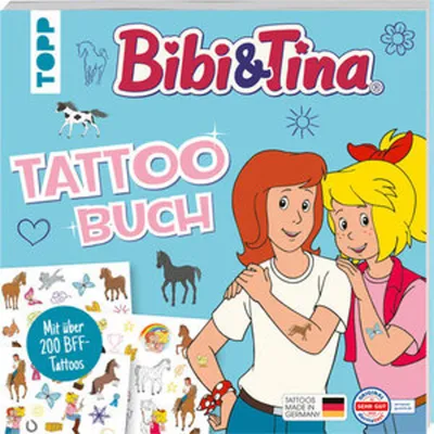 Produktbild von Bibi & Tina Tattoobuch für Kinder ab 5 Jahren – über 200 temporäre Tattoos, Ausmalmotive & Rätsel