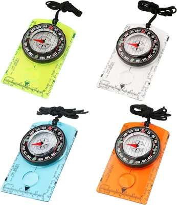 Zdjęcie produktu dla Mini kompas 4 sztuki, 10.5 x 6.2 x 1.7 cm, z nylonową smyczą, na przygody outdoorowe