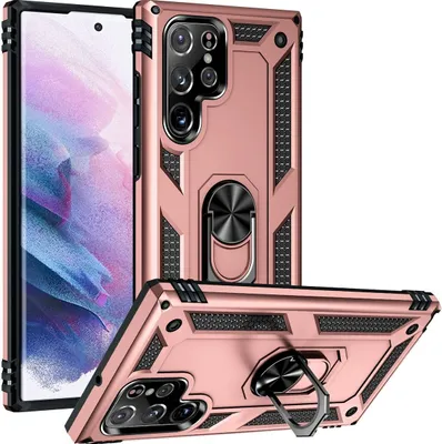 Produktbild von Mobigear Armor Ring  Samsung Galaxy S23 Ultra Hülle Hardcase Backcover Stoßfest mit Ringhalter - Roségold