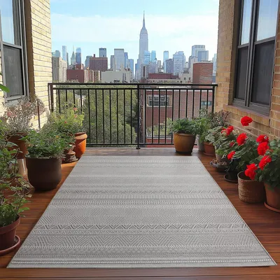 Imagen del producto de Ayyildiz Alfombras para exterior y patio Gris 160x230 cm Alfombra, resistente a la intemperie y a los rayos UV, cocina, balcón, jardín, salón y comedor