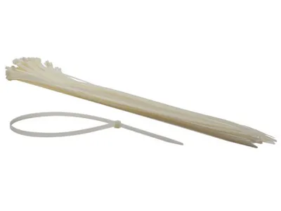 Produktbild von Perel Weiße Nylon-Kabelbinder, 50 Stück, 750 × 8,8 mm, UV-beständig, selbstsichernd, 80 kg Zugkraft,