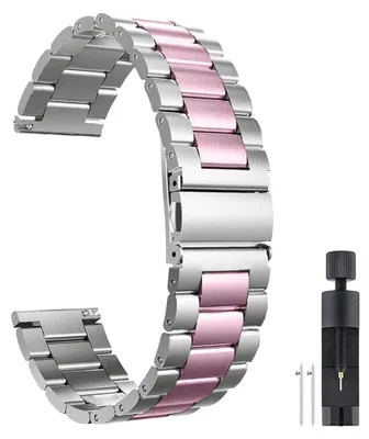 Immagine prodotto di Bracciale in acciaio inossidabile per Redmi Watch 3 Active - Chiusura a farfalla - Argento rosa