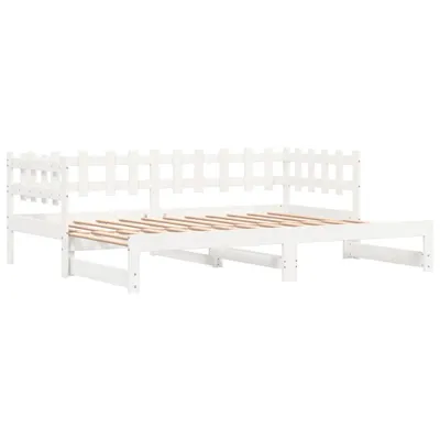 Image de vidaXL Lit de jour extensible Blanc 2x(80x200) cm Pin massif