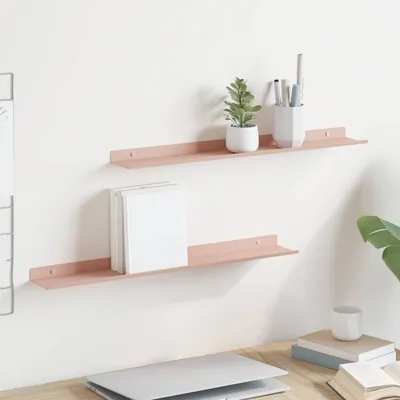 Immagine prodotto di Maison Exclusive - Mensola sospesa, confezione da 2 pezzi, rosa, 60 x 8,5 x 2,5 cm, acciaio