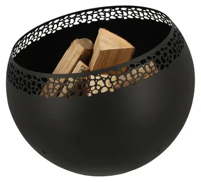 Image de Brasero en Métal Ajouré Décor Pois - Noir - 58,1 x 58 x H 46,9 cm