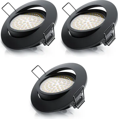 Image de Brandson 3x LED Spots de plafond à intensité variable & orientables Spots encastrés avec cadre en aluminium en noir