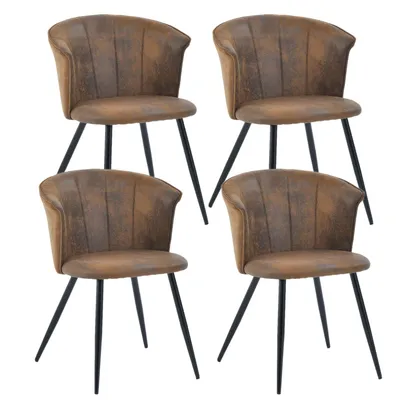 Image de Meubles Cosy : lot de 4 fauteuils de salle à manger de style industriel en simili-suède – DONCIC