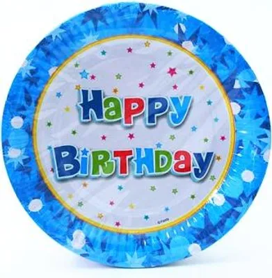 Immagine prodotto di Buon compleanno Teller Blau 18 cm 6 pezzi