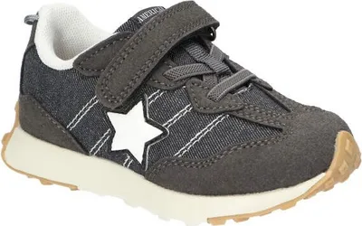 Produktbild von AMERICAN CLUB ES184 Solide Kinderschuhe mit Klettverschluss, luftiger Sneaker, modische Kinderschuhe, Innensohle aus Naturleder, Grau 25