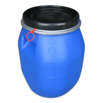 Produktbild von 30 Liter Deckelfass, Kunststofffass, Futtertonne, Fass, Plastikfass mit Griffmulden