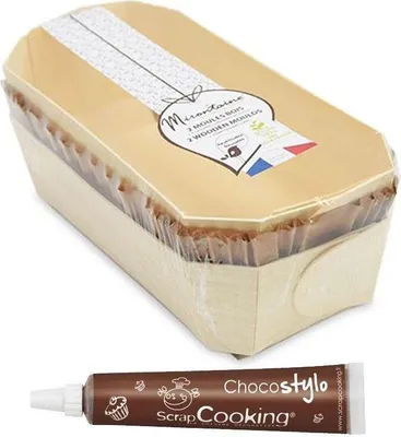 Produktbild von 2 Kuchenformen 24 cm aus Holz + Schokoladenstift