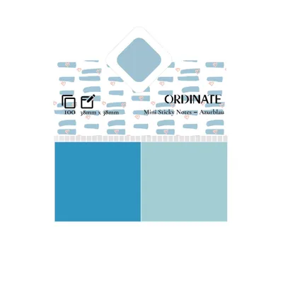 Produktbild von Ordinate-Azurblau | Sticky Notes | Haftnotizen (38 x 38mm) | Klebezettel | Leicht zu Beschreiben | Haftnotizzettel