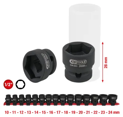 Produktbild von KS Tools 515.0055, Steckschlüssel-Satz, 1/2", 15 Kopf/Köpfe, Chrom-Molybdän-Stahl, ISO 1174, DIN 3129, ISO 2725-2, DIN 3121, 1,2 kg