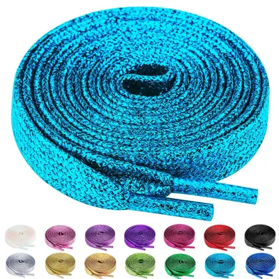 Imagen del producto de Cordones brillantes, 2 pares, 120 cm, color azul, para zapatillas deportivas