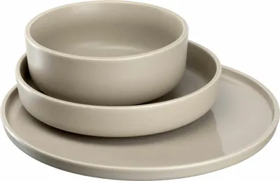 Produktbild von LEONARDO HOME Geschirrset ROMA 6-teilig - Frühstücks-Service für 2 Personen - je 2 Becher, Schälchen und Teller im Set - Mikrowellen- & Spülmaschinengeeignet - stapelbar - Keramik - taupe - 026373